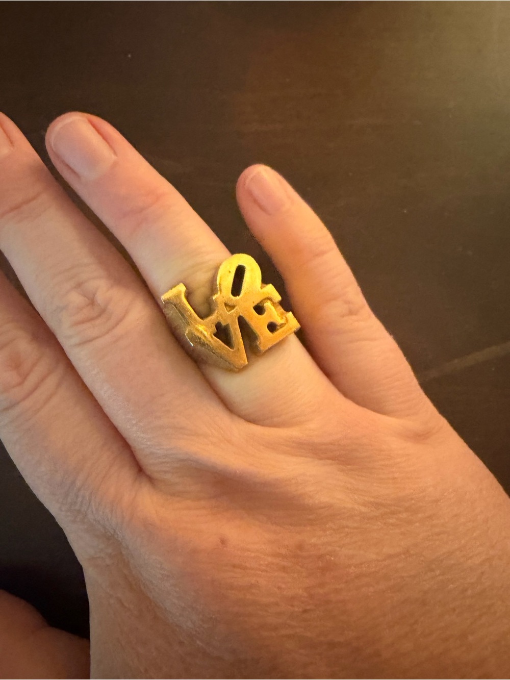 1970s Gold LOVE Script Statement Ring for Women Robert Indiana